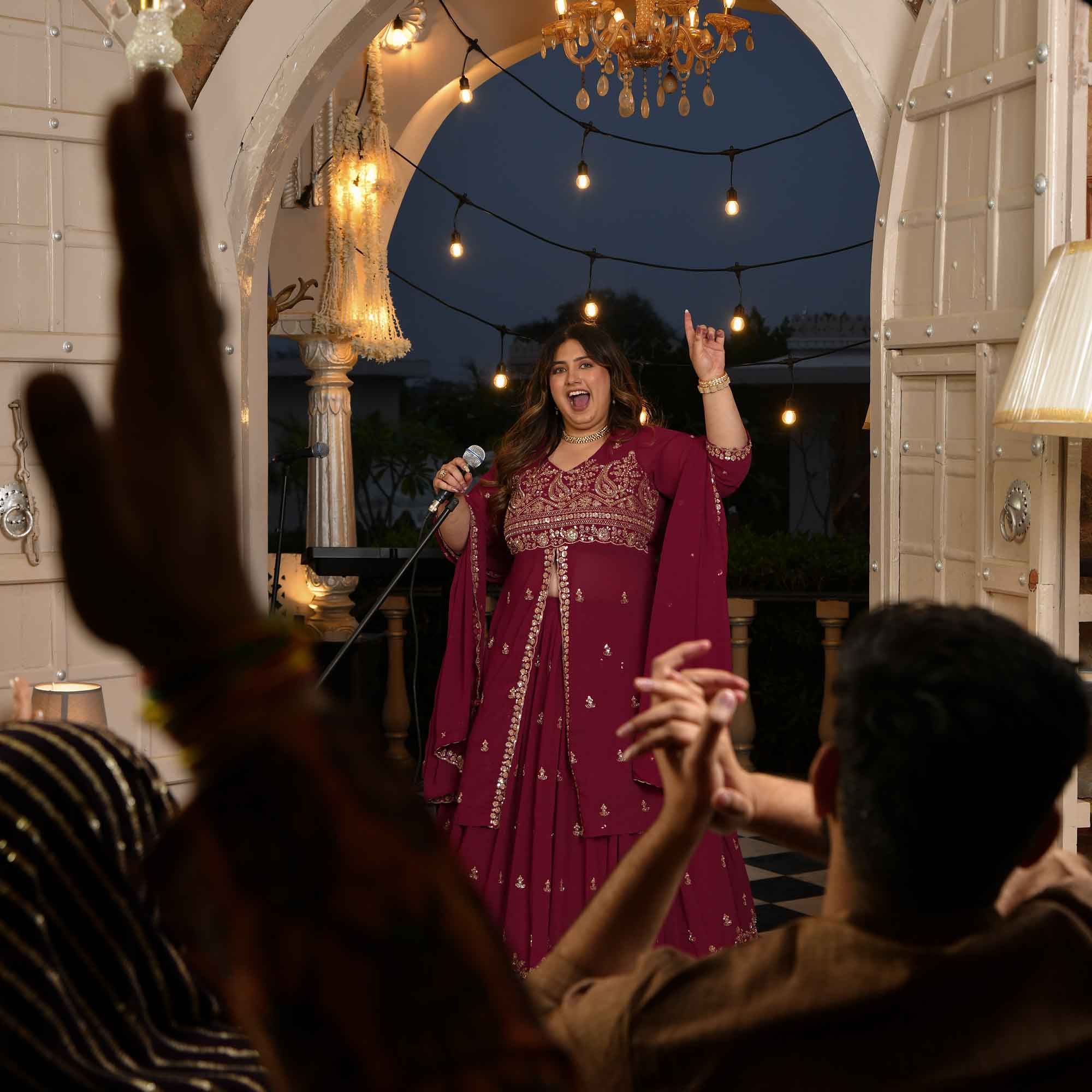 Mehbooba- Rose Magenta Cutdana Embroidered Georgette Lehenga Set