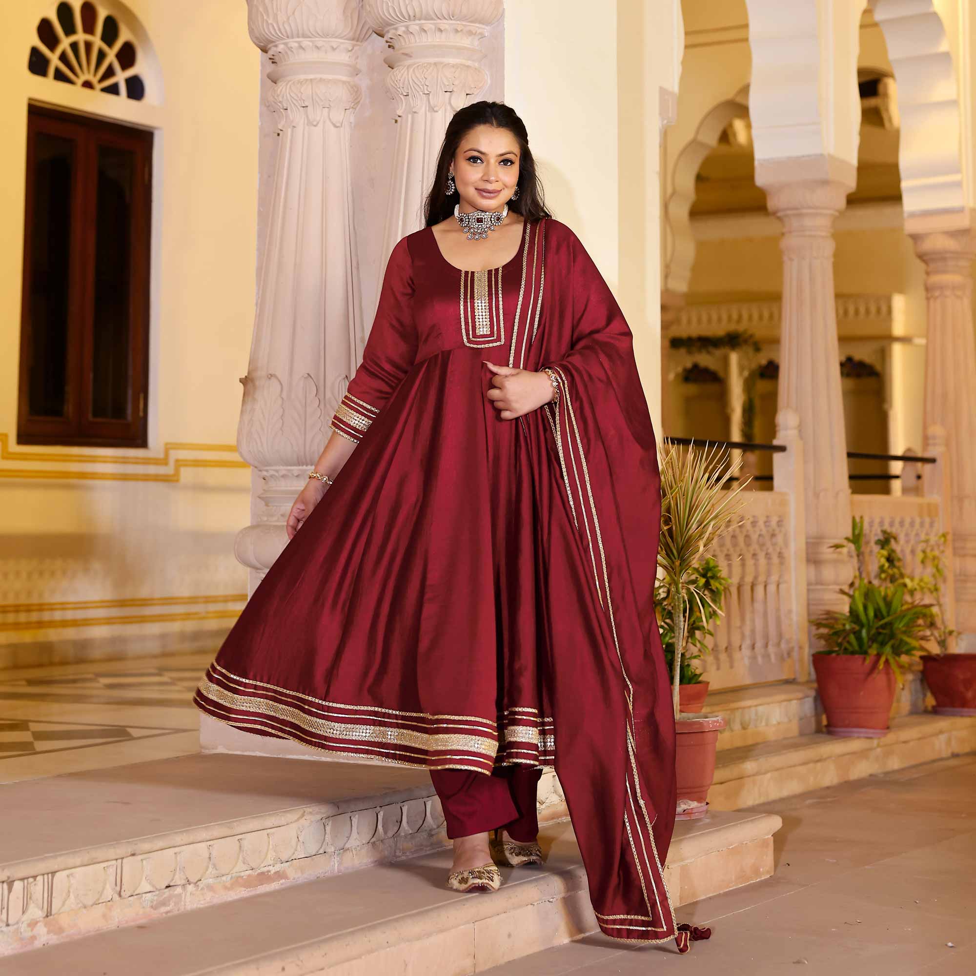 Garnet Tapestry Anarkali Set