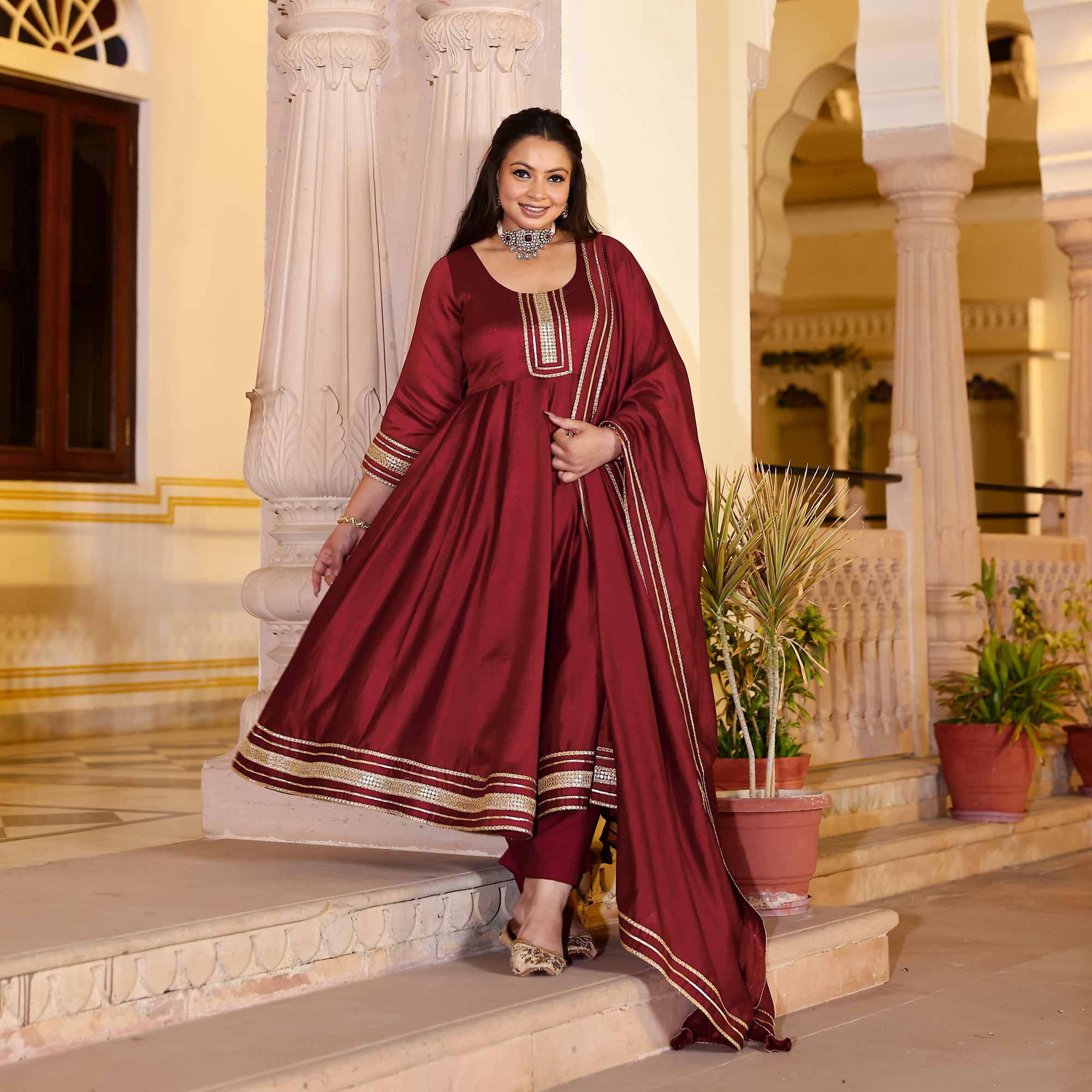 Garnet Tapestry Anarkali Set