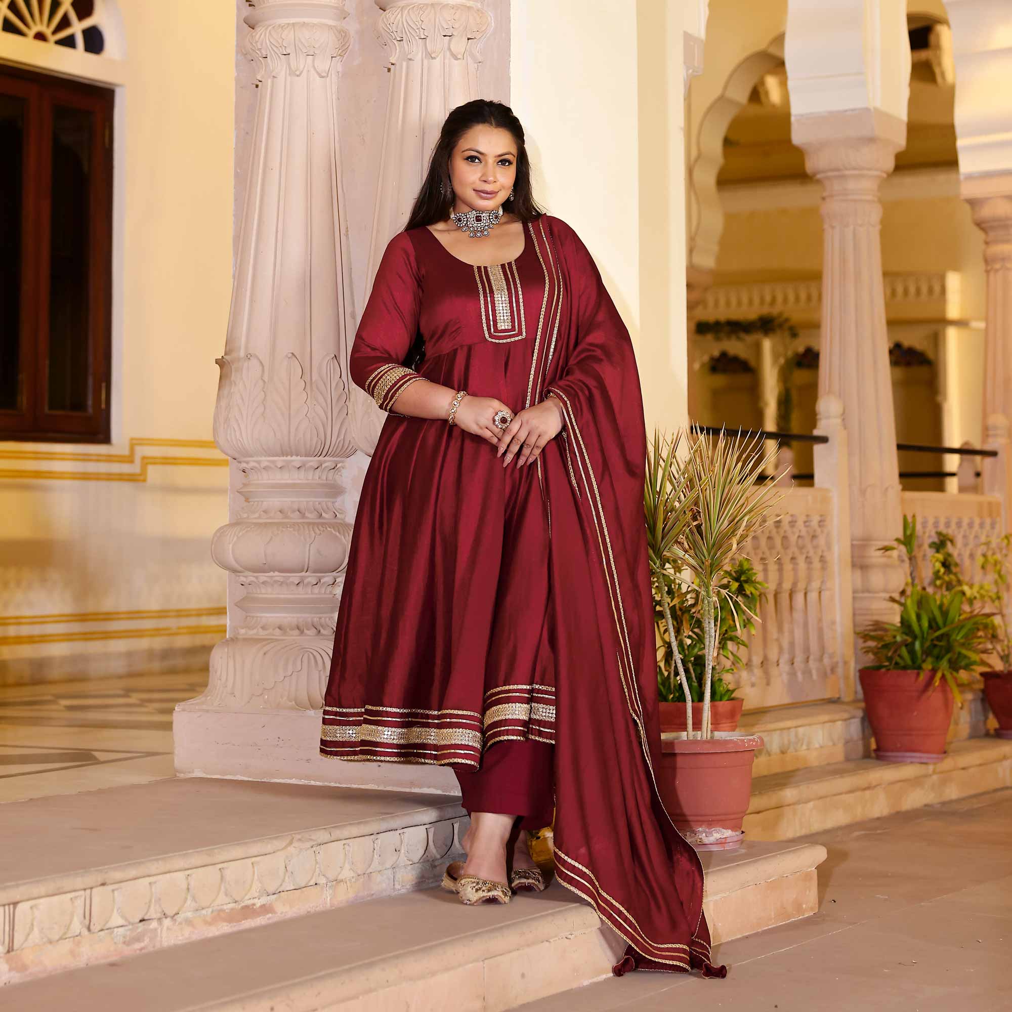 Garnet Tapestry Anarkali Set