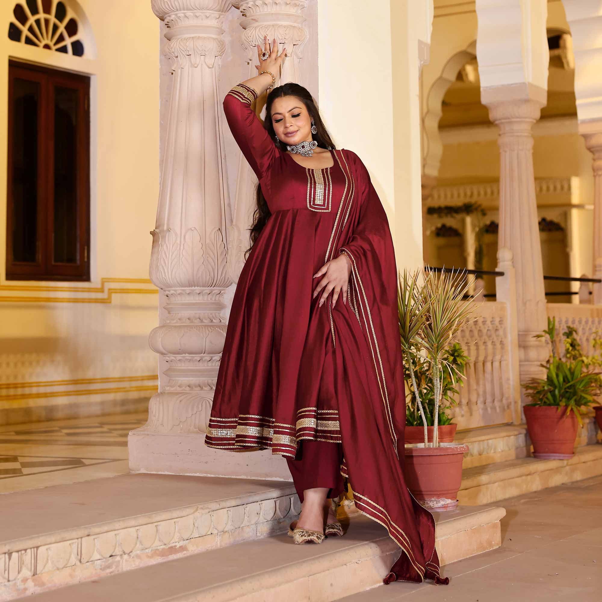 Garnet Tapestry Anarkali Set
