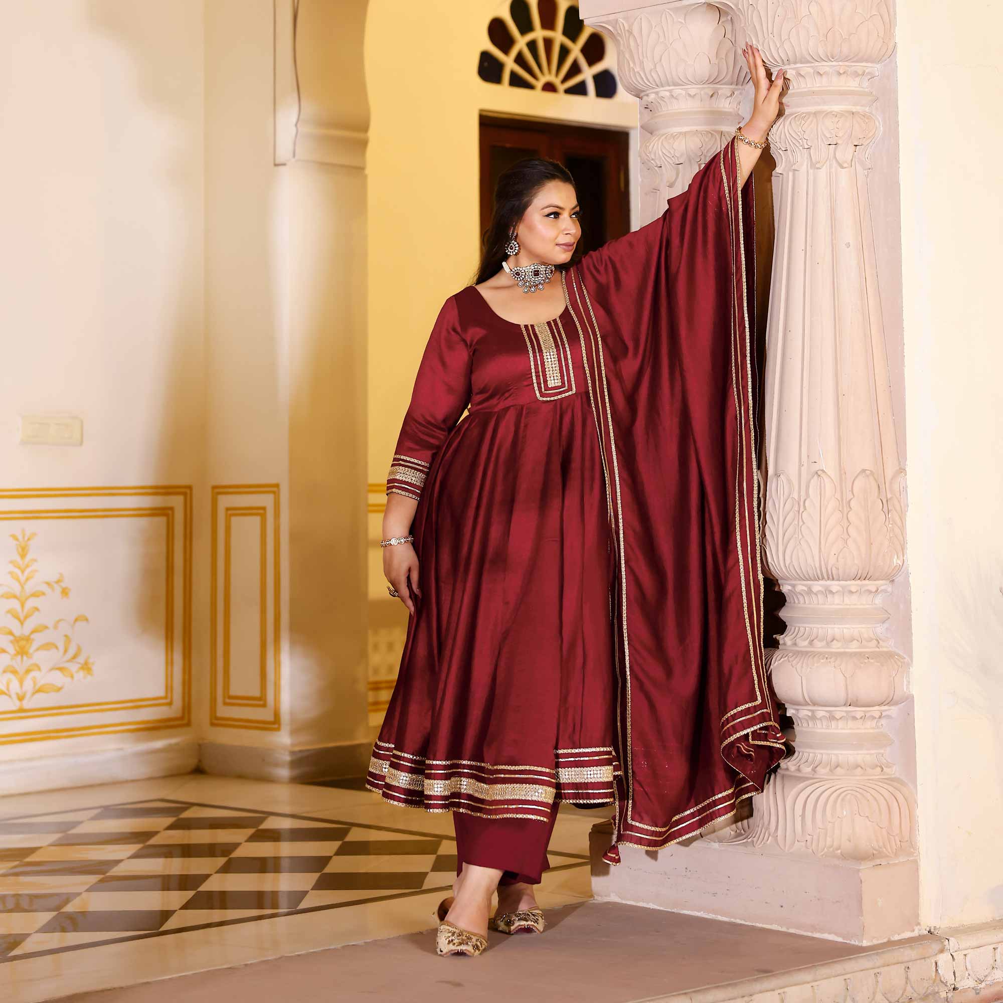 Garnet Tapestry Anarkali Set