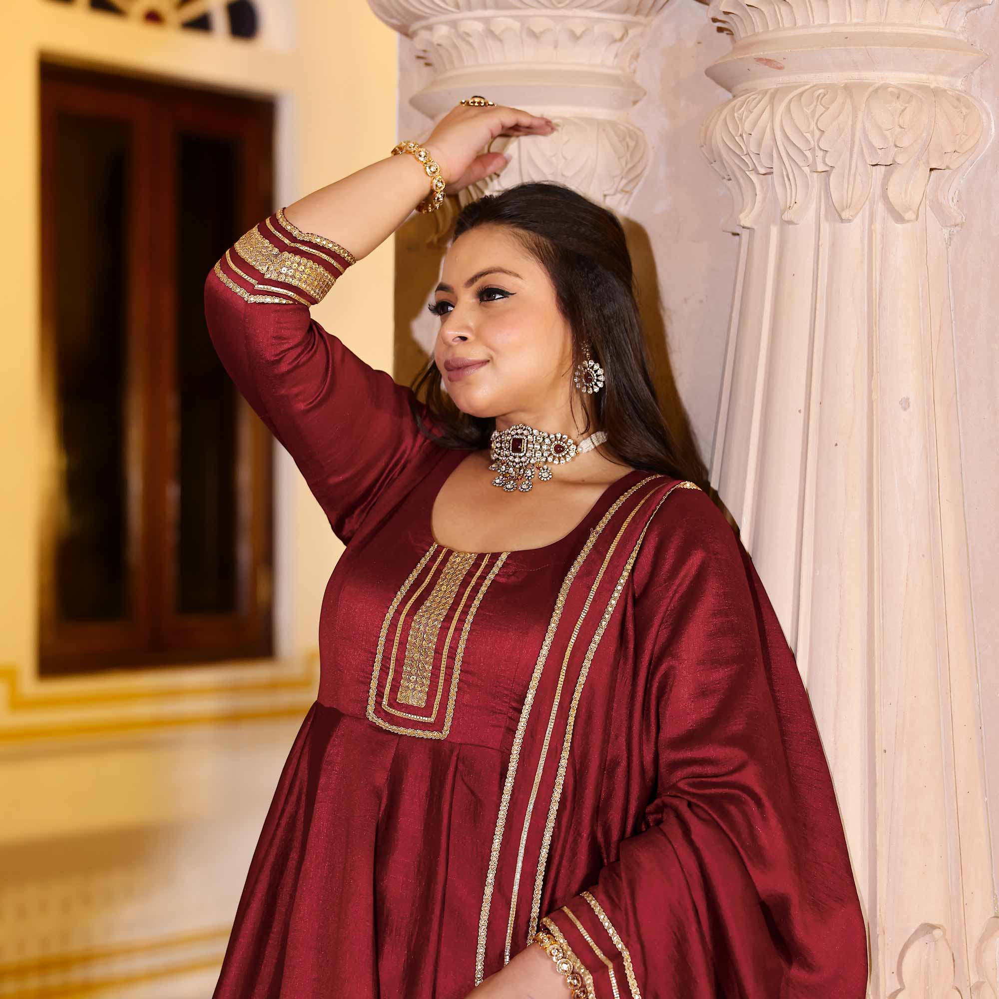 Garnet Tapestry Anarkali Set