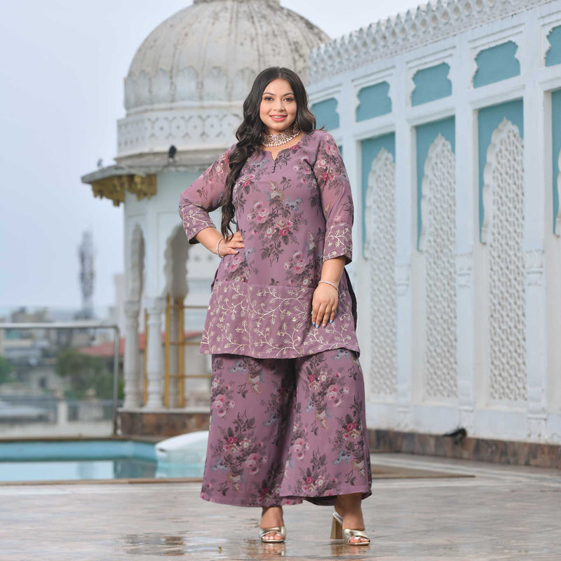 Lavender Haze Floral Georgette Co-ord Set