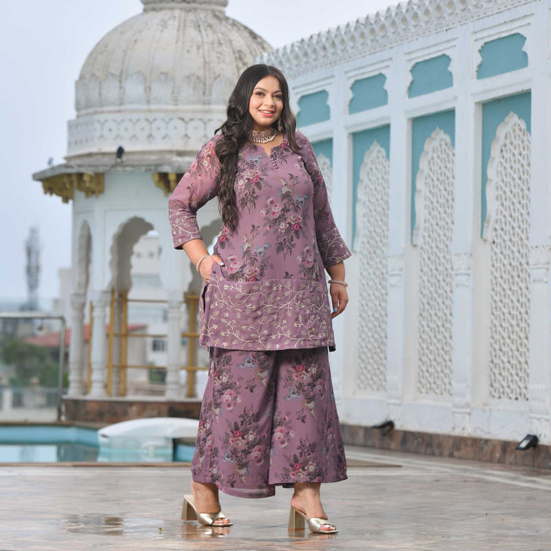 Lavender Haze Floral Georgette Co-ord Set