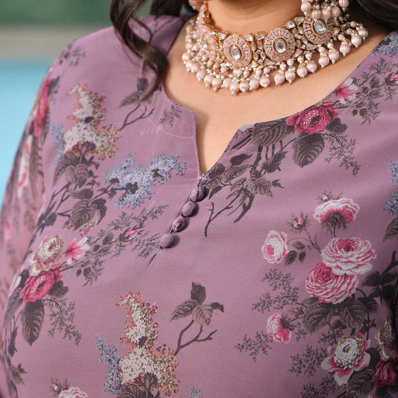 Lavender Haze Floral Georgette Co-ord Set