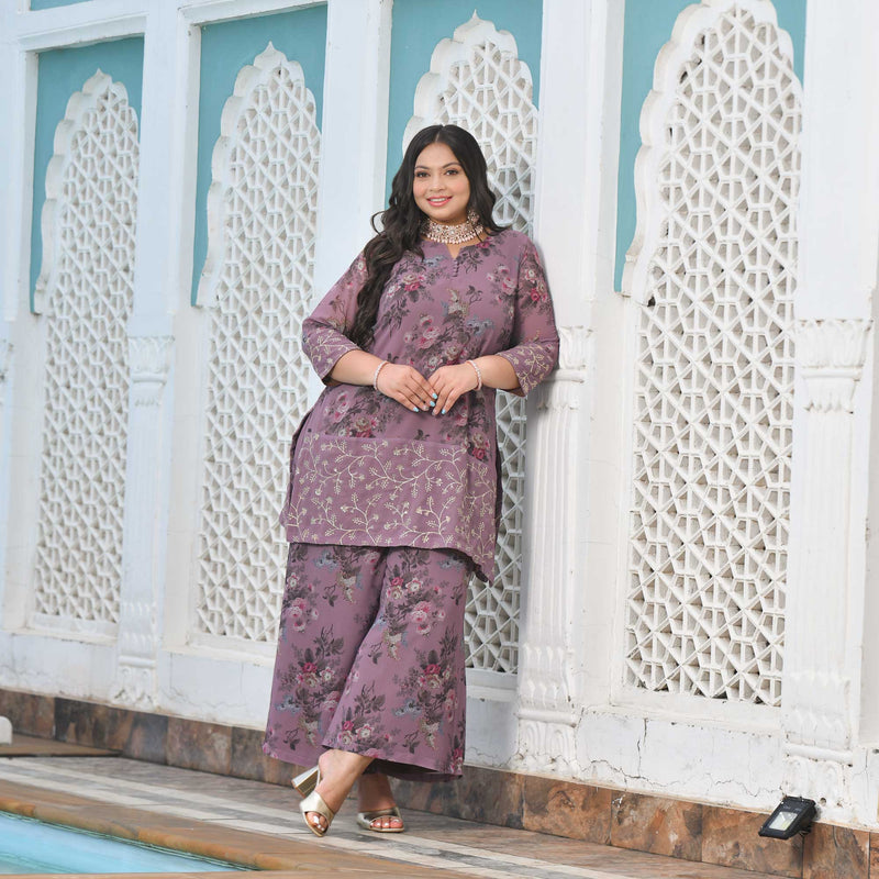 Lavender Haze Floral Georgette Co-ord Set