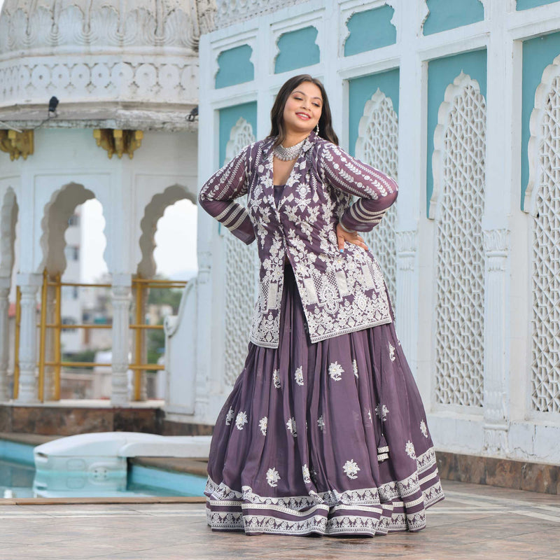Dusky Purple Blazer Lehenga Set