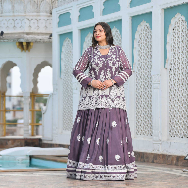 Dusky Purple Blazer Lehenga Set