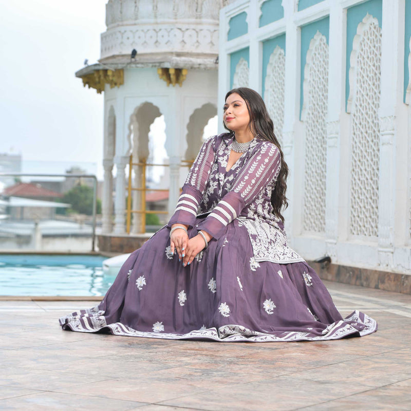 Dusky Purple Blazer Lehenga Set