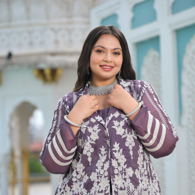 Dusky Purple Blazer Lehenga Set