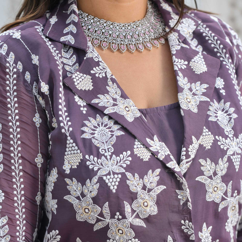Dusky Purple Blazer Lehenga Set