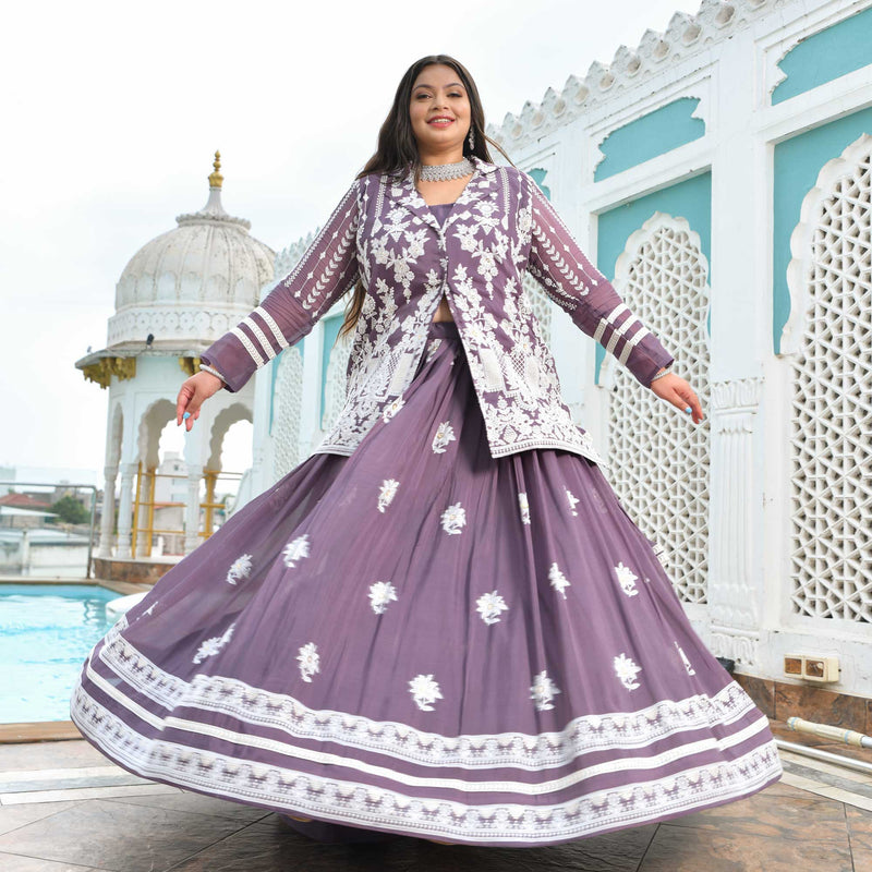 Dusky Purple Blazer Lehenga Set