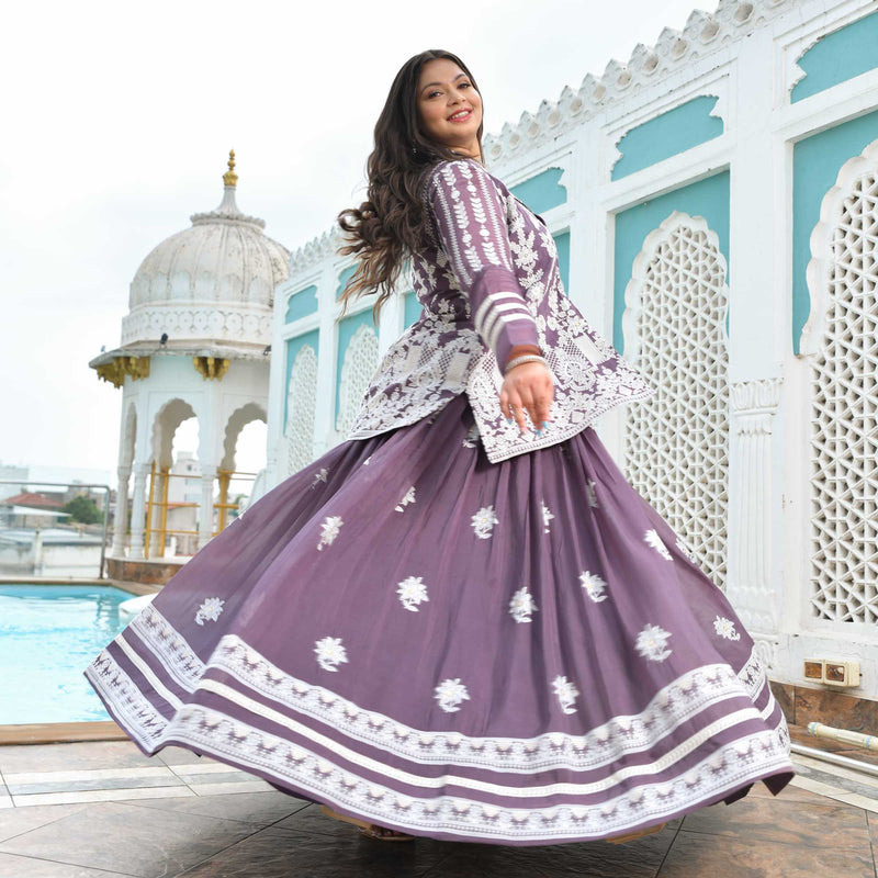 Dusky Purple Blazer Lehenga Set