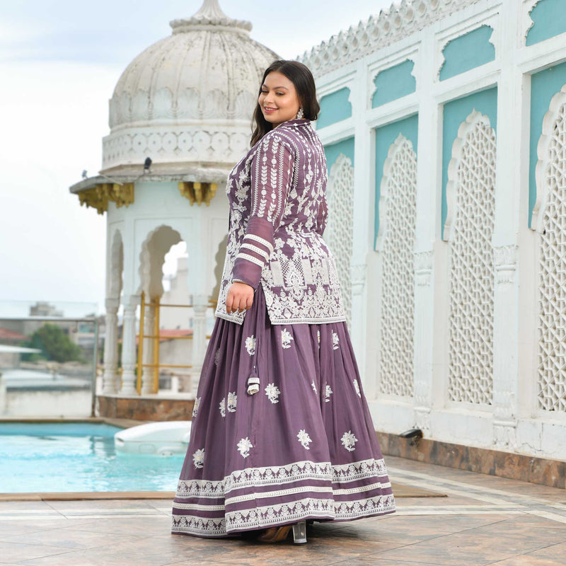 Dusky Purple Blazer Lehenga Set
