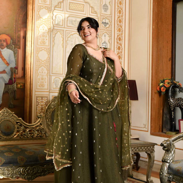 VERDANT GREEN EMBROIDERED ANARKALI main image 1