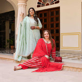 Radiant Red Gota Georgette Suit Set