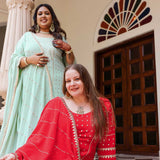Radiant Red Gota Georgette Suit Set