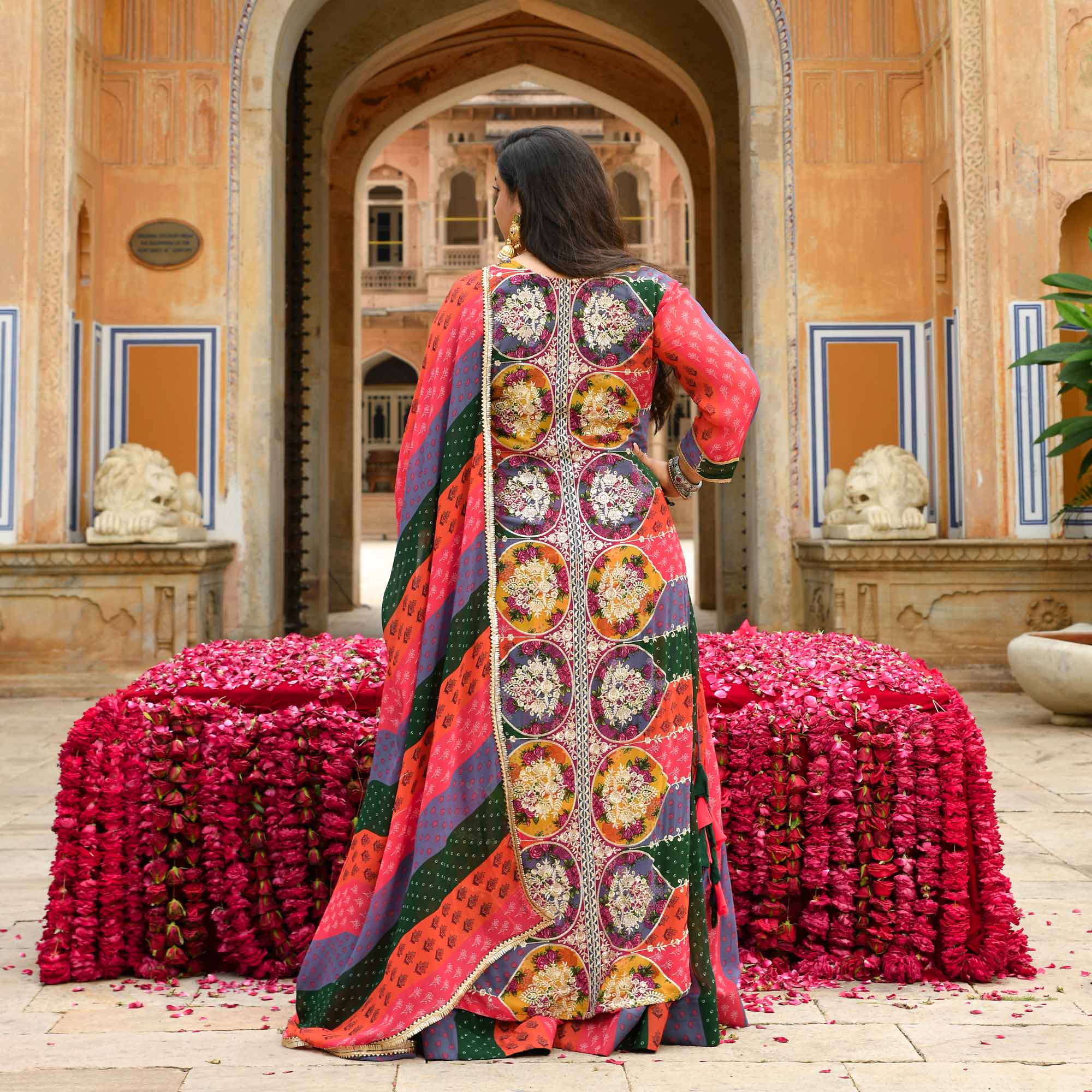 Pitara- Multicolour Modern Fusion Printed Zari Embroidered Lehenga Set