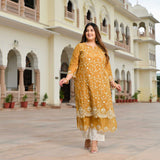 Ivory Spice & Gold Radiance Thread Embroidered Organza Suit Set