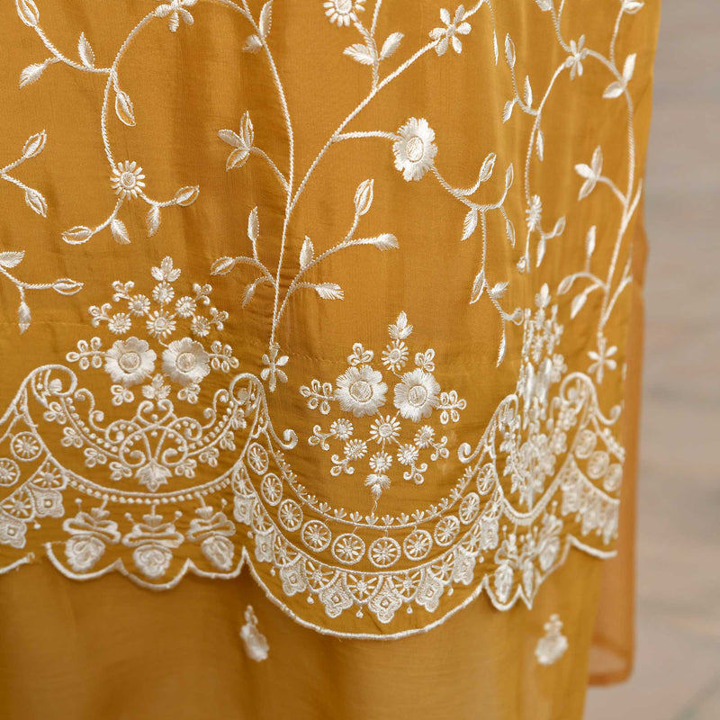 Ivory Spice & Gold Radiance Thread Embroidered Organza Suit Set