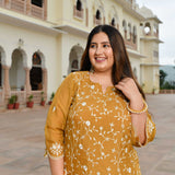 Ivory Spice & Gold Radiance Thread Embroidered Organza Suit Set