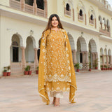 Ivory Spice & Gold Radiance Thread Embroidered Organza Suit Set