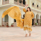 Ivory Spice & Gold Radiance Thread Embroidered Organza Suit Set