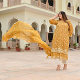 Ivory Spice & Gold Radiance Thread Embroidered Organza Suit Set