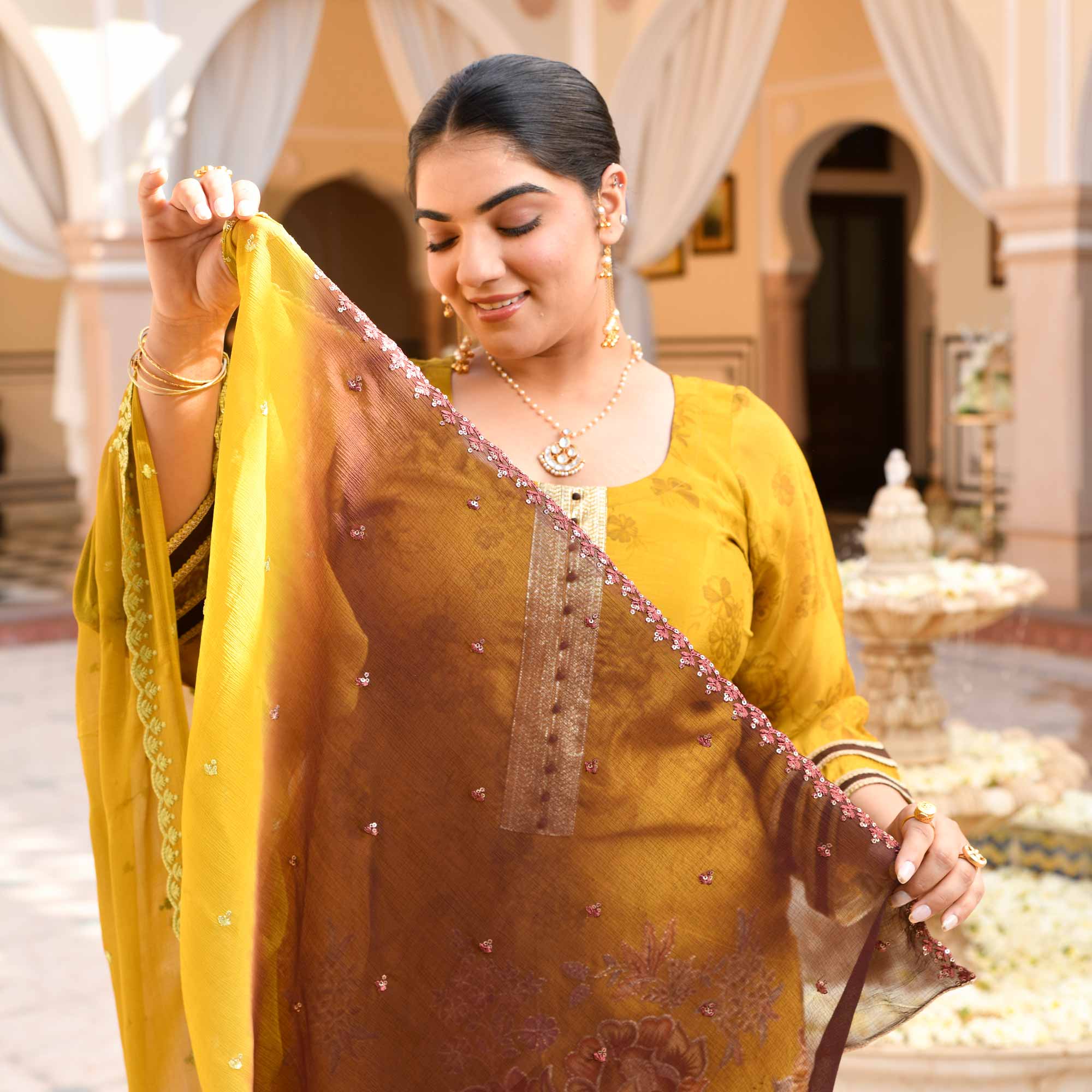 Daffodil- Lime Yellow Tissue Silk Banarasi Suit Set