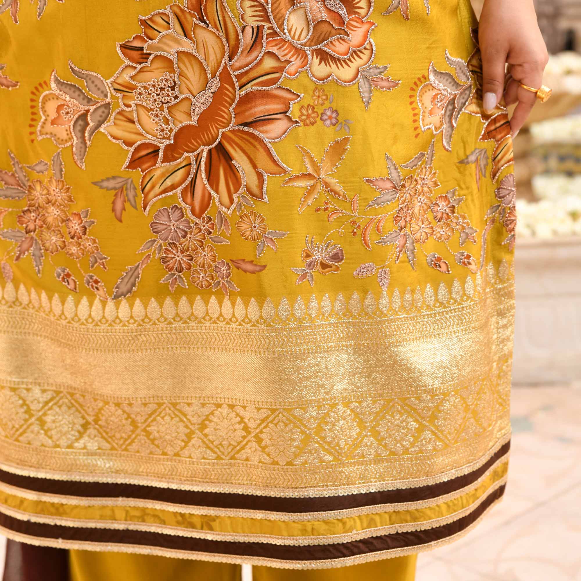 Daffodil- Lime Yellow Tissue Silk Banarasi Suit Set
