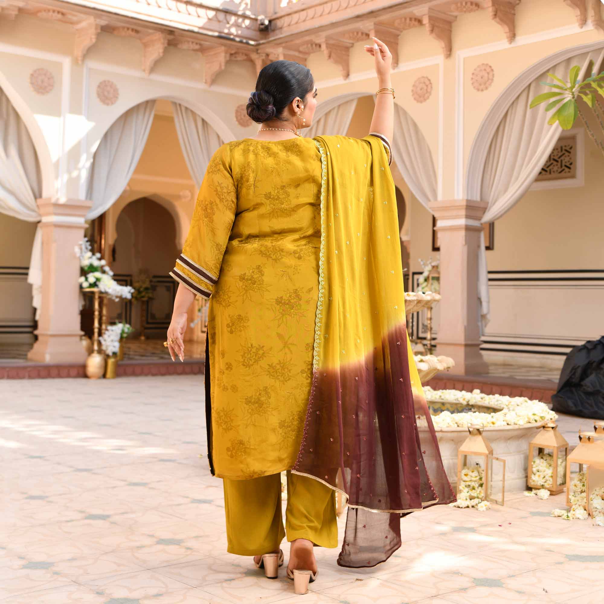 Daffodil- Lime Yellow Tissue Silk Banarasi Suit Set
