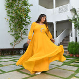 Golden Delight Georgette Dress