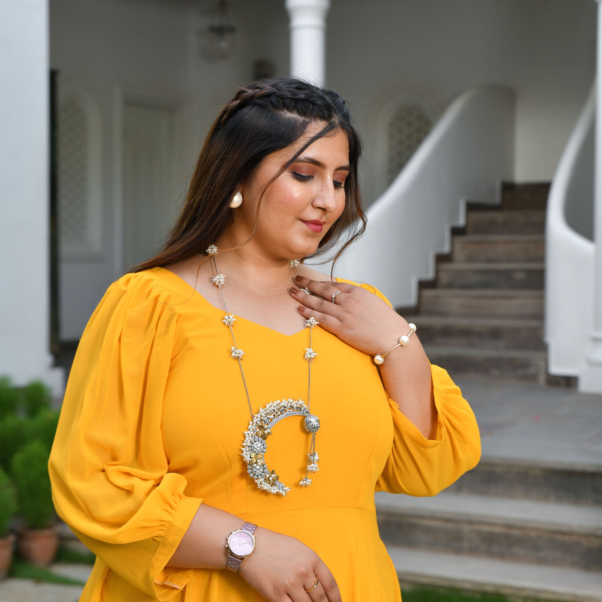 Golden Delight Georgette Dress