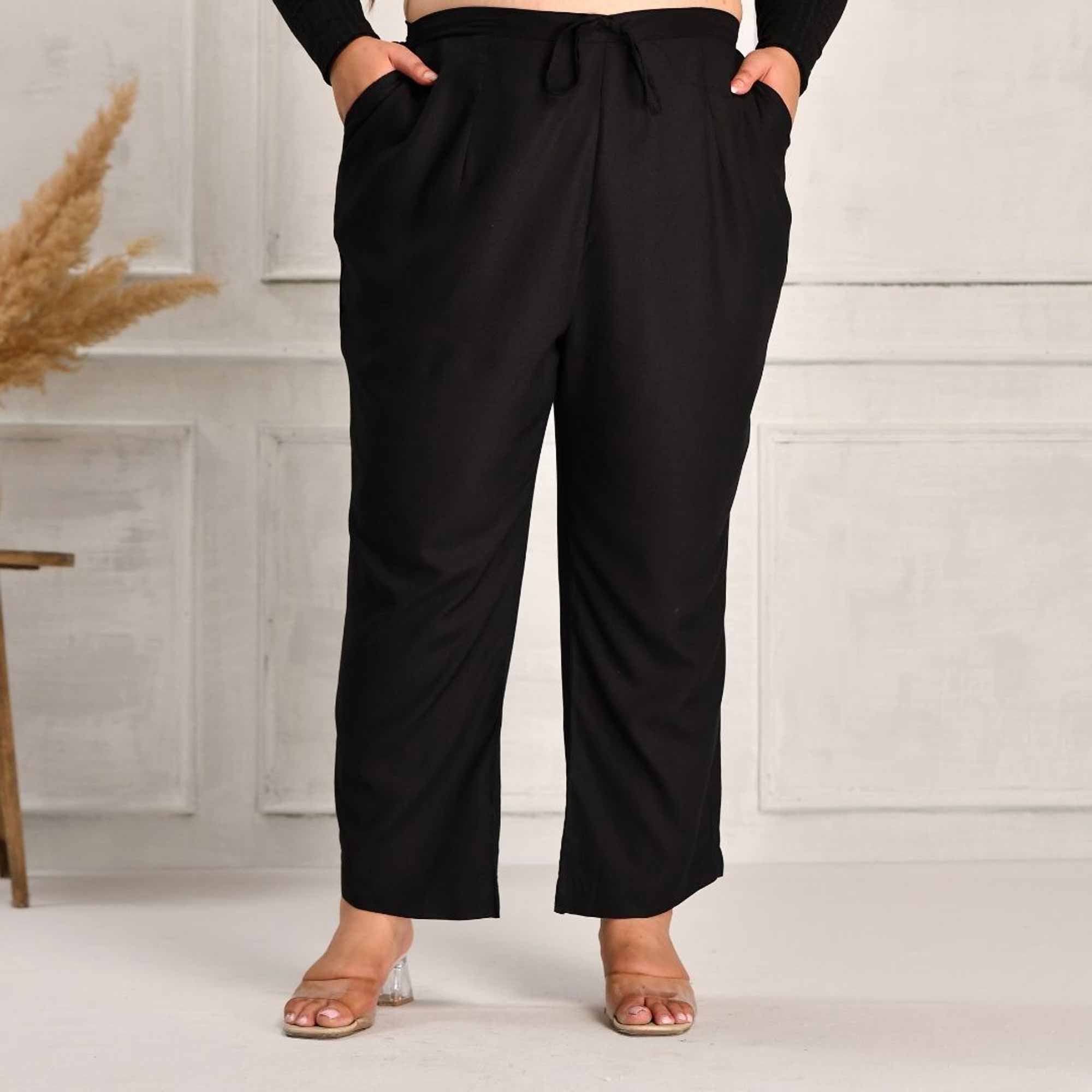 Plus Size Narrow Fit Pants Combo 1 (Black, Beige, White)