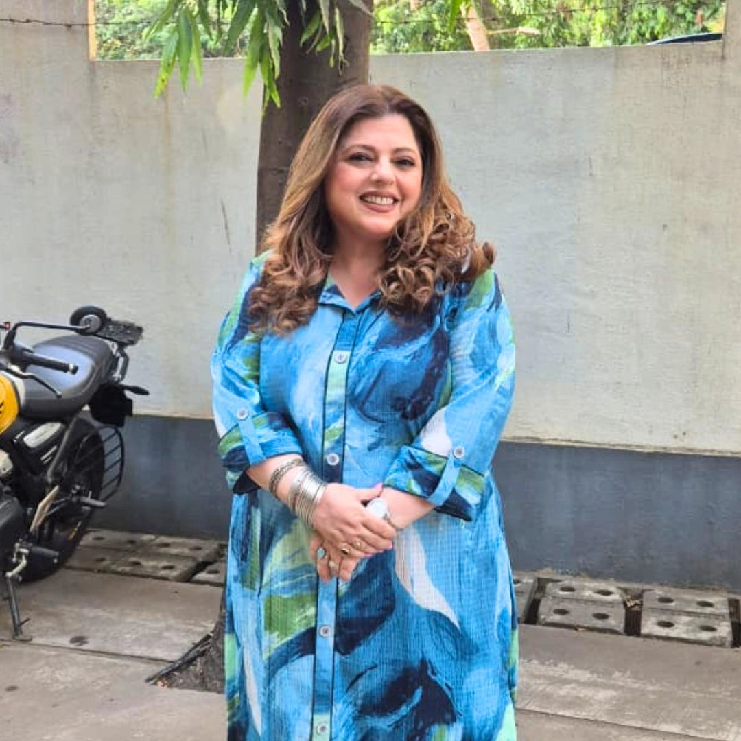 Under The Ocean- Sea Blue Abstract Print Shirt Kurta