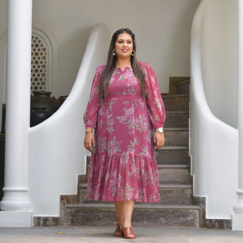 Turkish Rose Chiffon Aline Dress