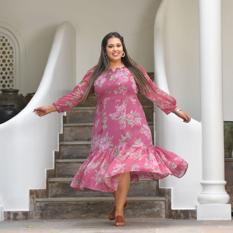 Turkish Rose Chiffon Aline Dress
