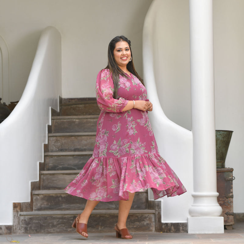 Turkish Rose Chiffon Aline Dress