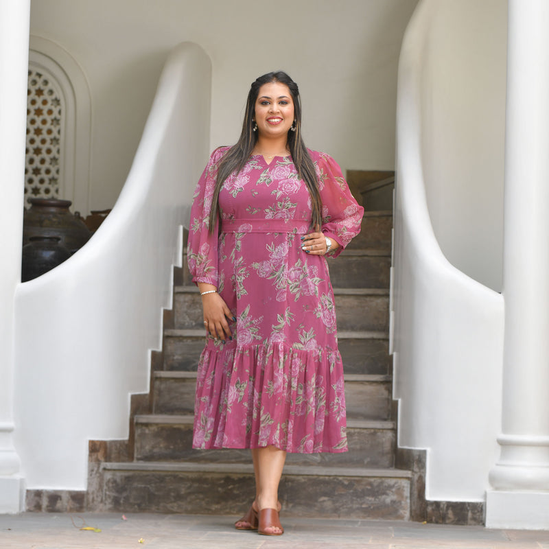 Turkish Rose Chiffon Aline Dress