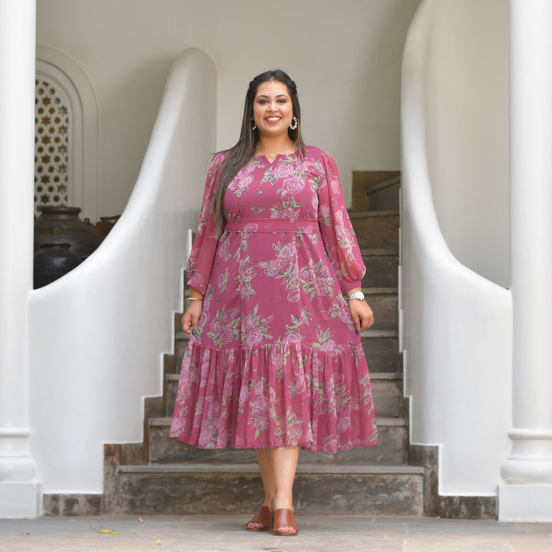 Turkish Rose Chiffon Aline Dress