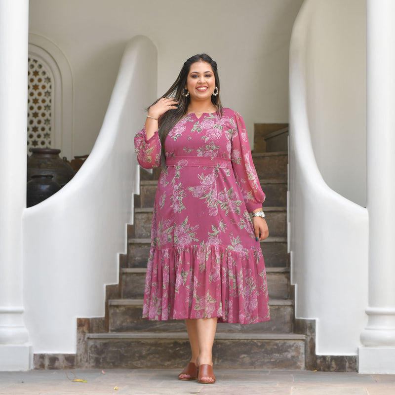 Turkish Rose Chiffon Aline Dress