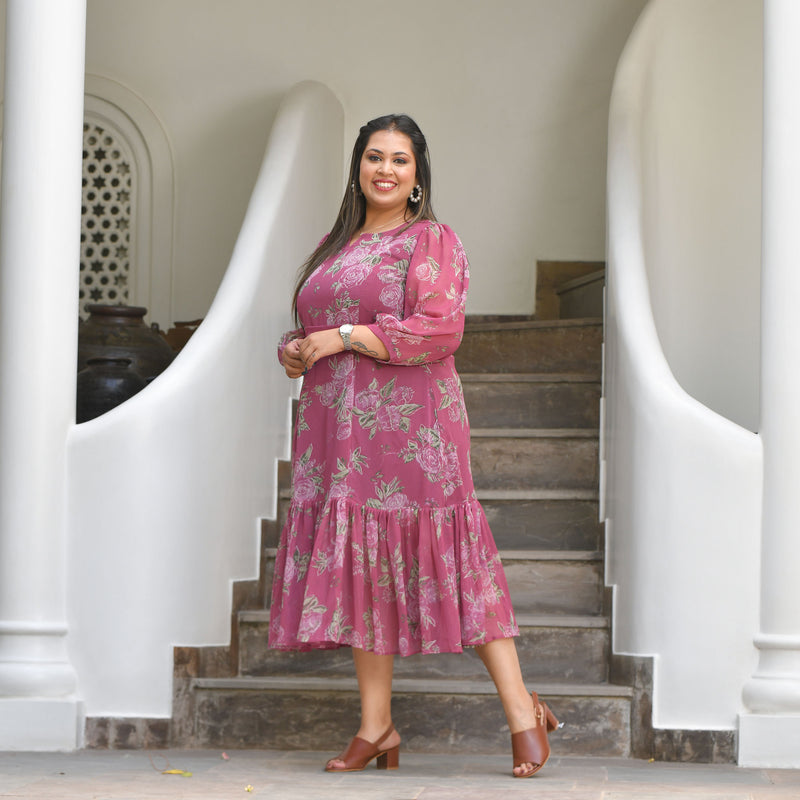 Turkish Rose Chiffon Aline Dress