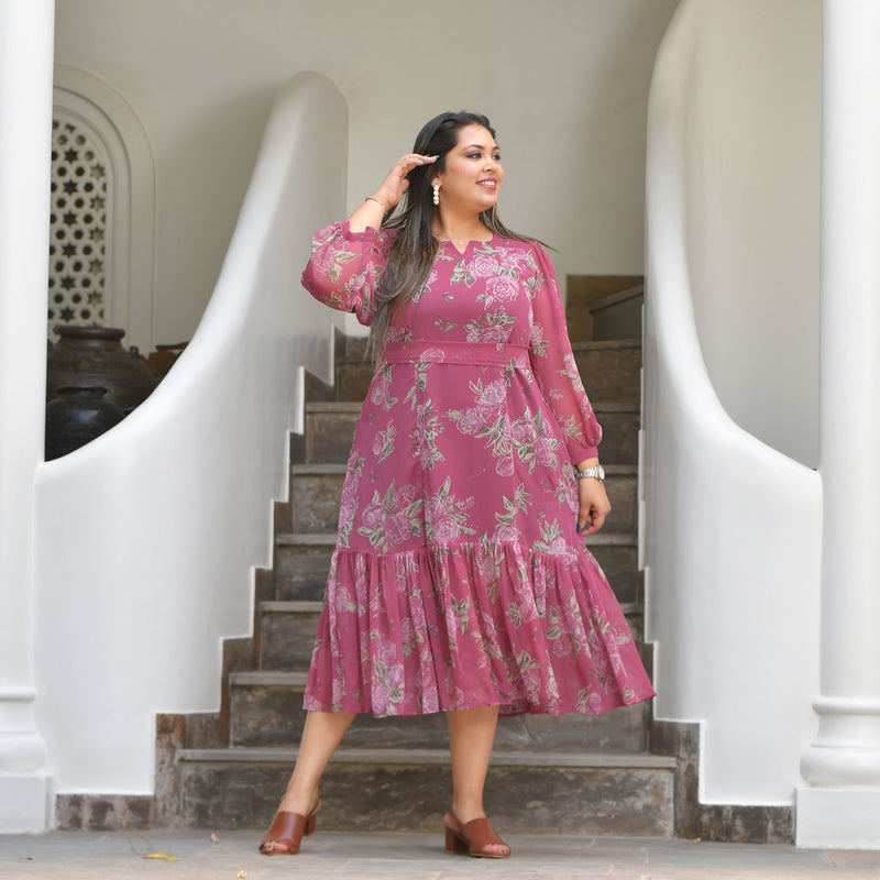 Turkish Rose Chiffon Aline Dress