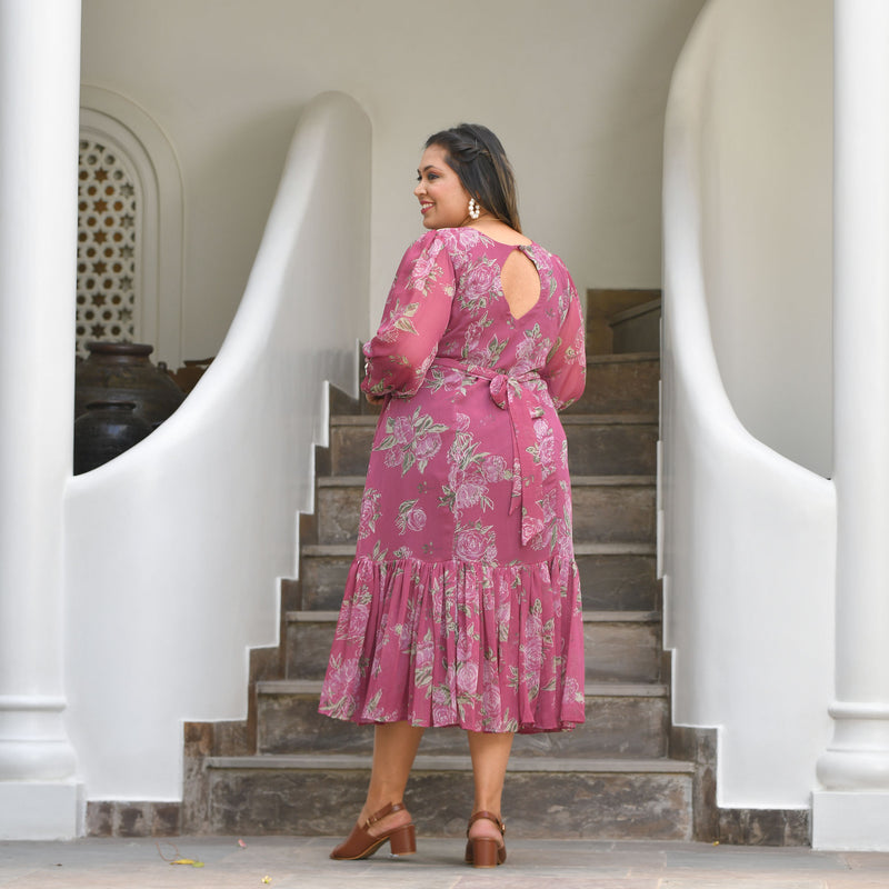 Turkish Rose Chiffon Aline Dress