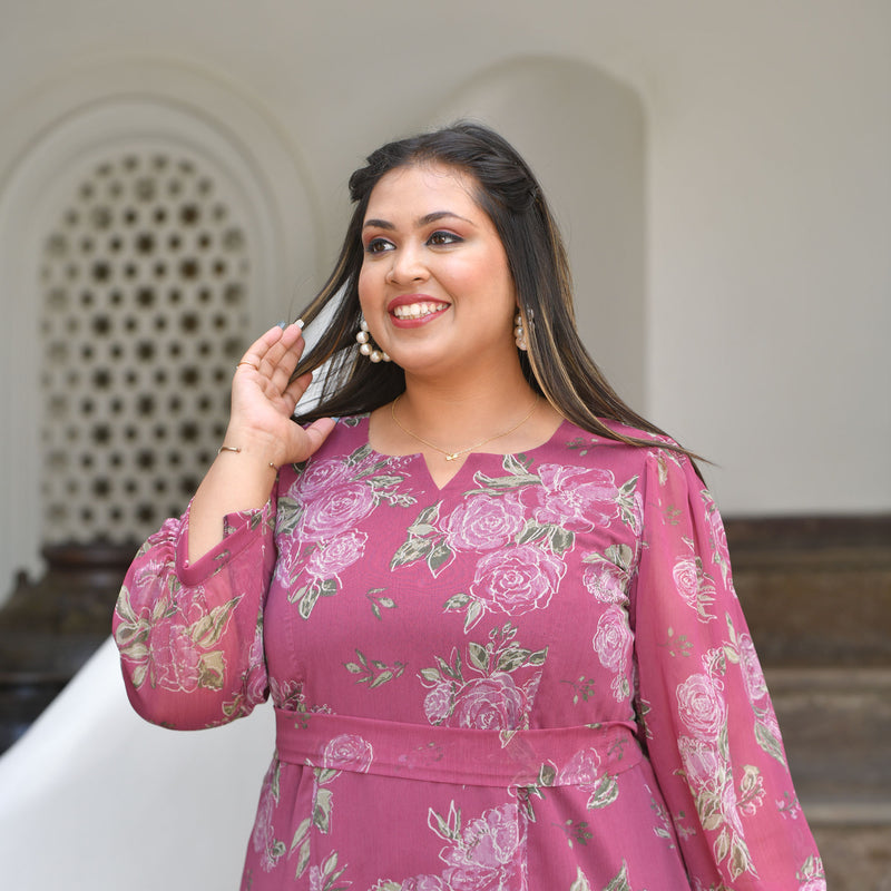 Turkish Rose Chiffon Aline Dress