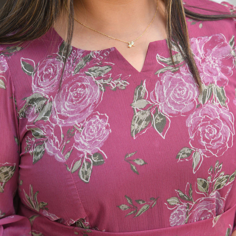Turkish Rose Chiffon Aline Dress