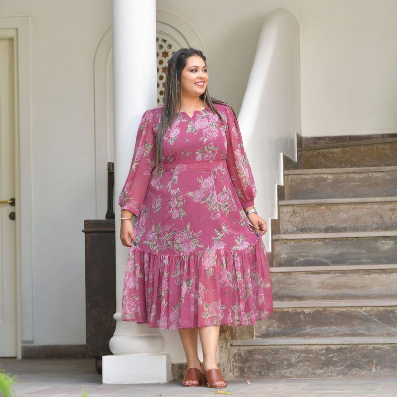 Turkish Rose Chiffon Aline Dress