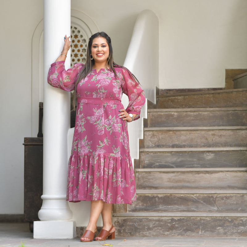 Turkish Rose Chiffon Aline Dress