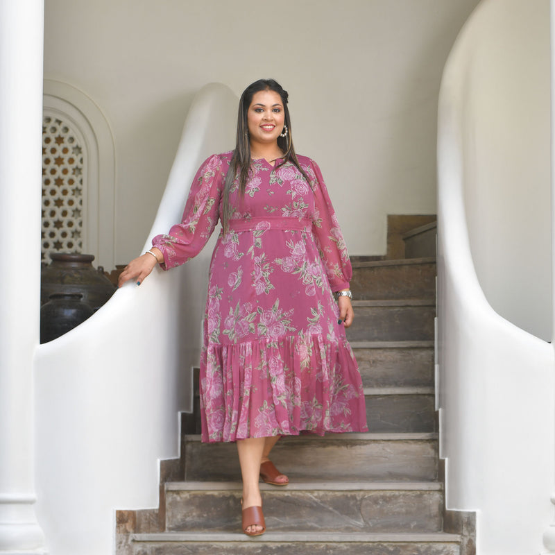 Turkish Rose Chiffon Aline Dress